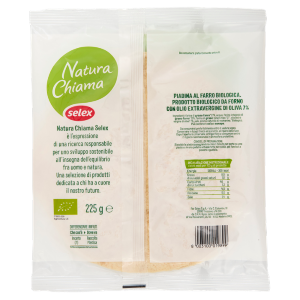 Selex Natura Chiama Piadine al Farro Biologiche 3x75 g
