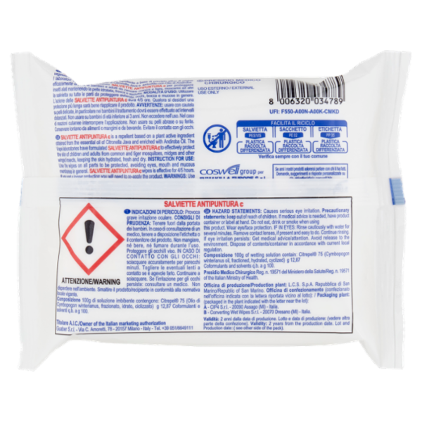 VAPE Derm Herbal Salviette Antipuntura c 15 pz