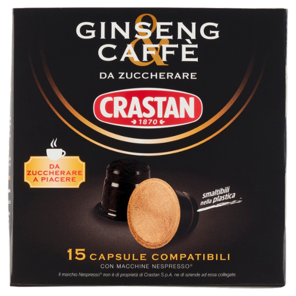 Crastan Ginseng Caffè 15 Capsule Compatibili con Macchine Nespresso* 15 x 3,3 g