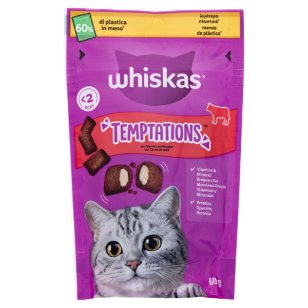 Whiskas Snack Gatto Temptations Manzo 60 g