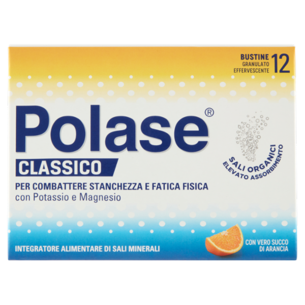 Polase integratore alimentare potassio, magnesio e sali minerali gusto arancia 12 bustine 132 g