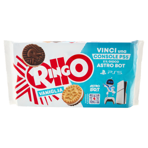Ringo Vaniglia Biscotti Farciti con Crema Vaniglia Snack Merenda 6 porzioni, 330g