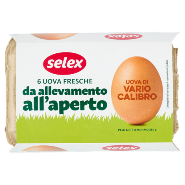 Selex 6 Uova Fresche di Vario Calibro da Allevamento all'Aperto Categoria A