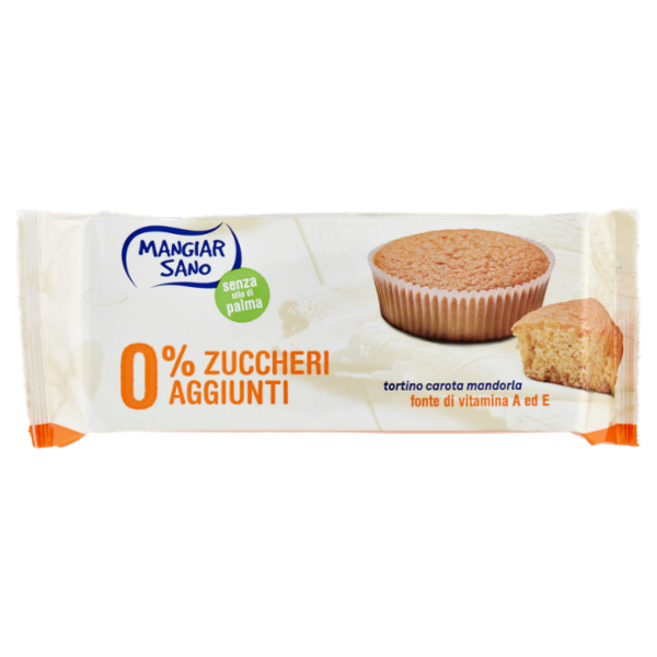 Mangiar Sano 0% Zuccheri Aggiunti tortino carota mandorla 4 x 45 g