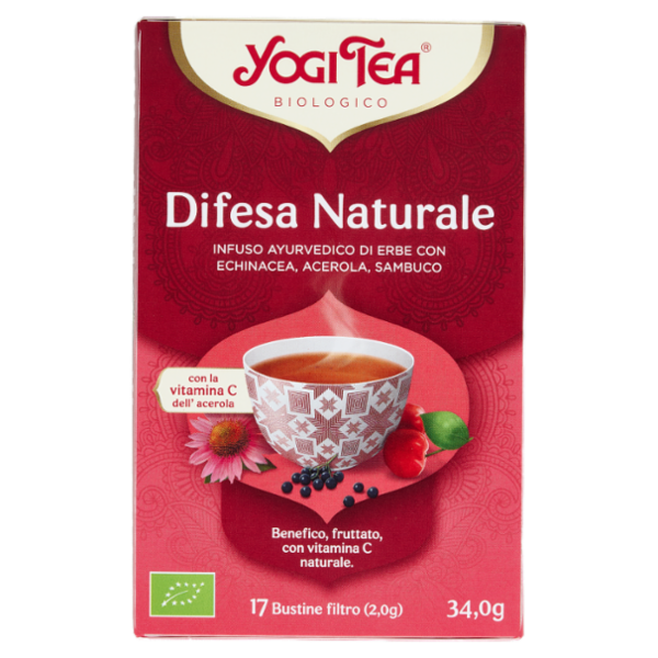 Yogi Tea Difesa Naturale Bio infuso ayurvedico di erbe con echinacea, acerola e sambuco - 34g