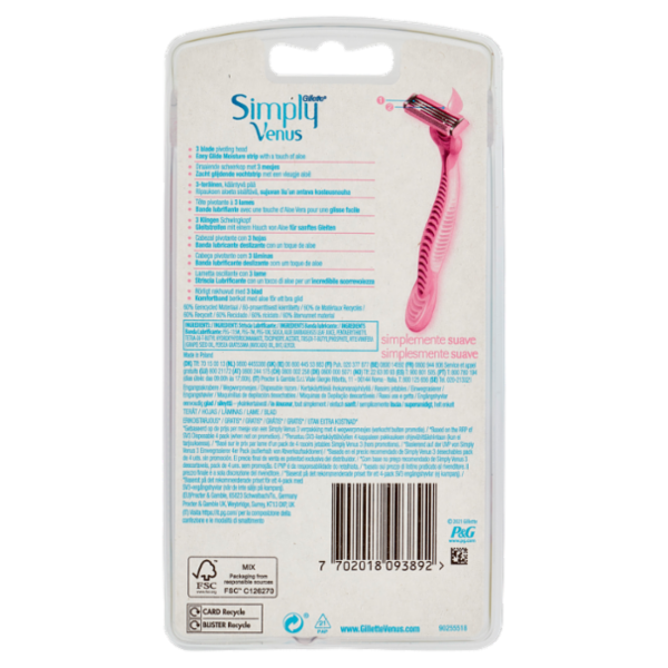 Gillette Rasoio da Donna Usa e Getta Simply Venus - 4 Rasoi + 2 Gratis = 6 Rasoi