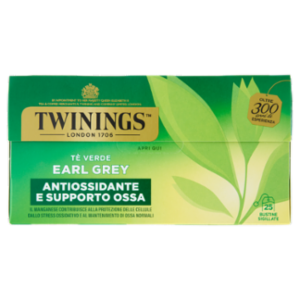 Twinings Earl Grey Tè Verde Aromatizzato Bergamotto Antiossidante e Supporto Ossa 25 Filtri The 50 g
