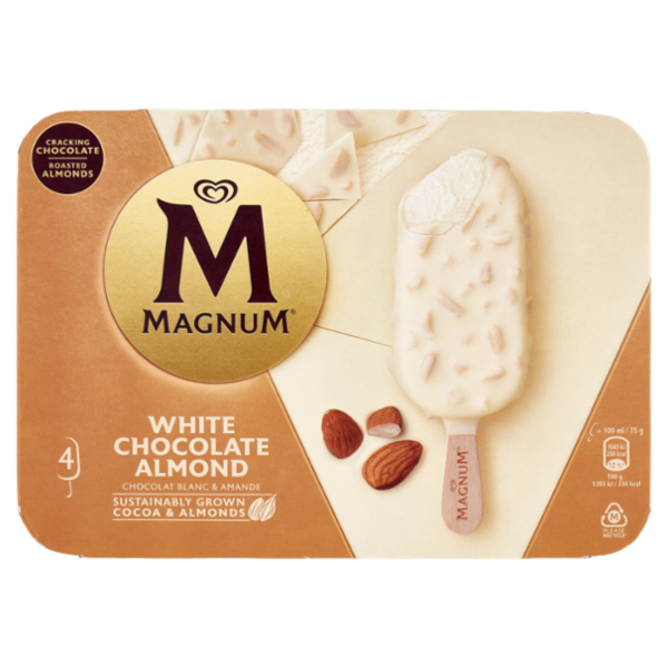 Magnum White Chocolate Almond 4 Gelati 300 g