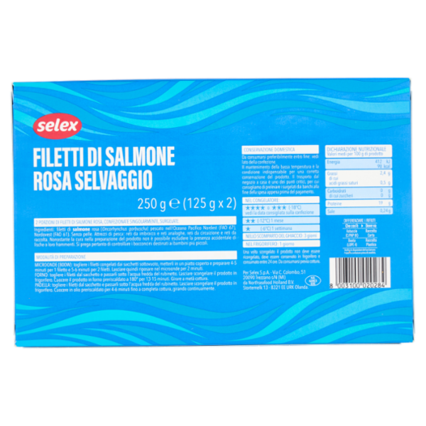Selex Filetti di Salmone Rosa Selvaggio Surgelati 250 g