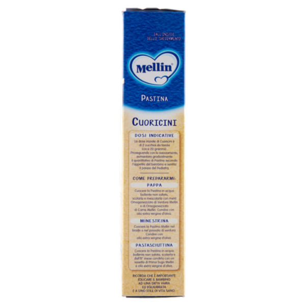 MELLIN Pastina 100% Naturale Cuoricini con farina Grano Tenero 320 g
