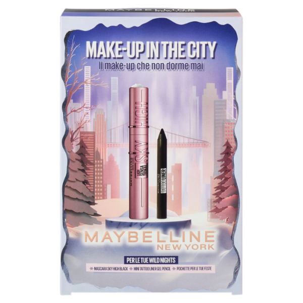 Maybelline New York Make-Up in the City Mascara Sky High + Mini Tattoo Liner Gel Pencil + Pochette