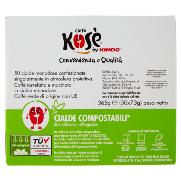 caffè Kosè Cialde Compostabili* Deciso 50 x 7,3 g