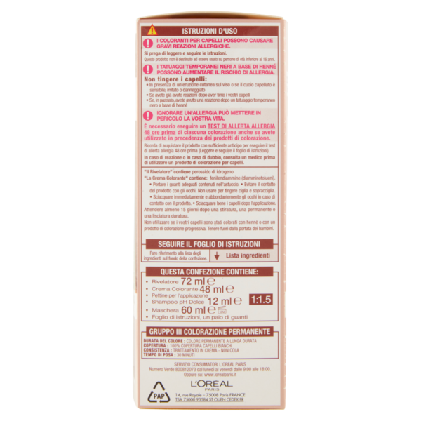 L'Oreal Paris Colorazione permanente senza ammoniaca, Riflesso Universale, Biondo 7U