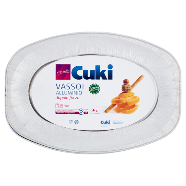 Cuki Presenta Vassoi Alluminio doppia forza 6 Porzioni 3 pz