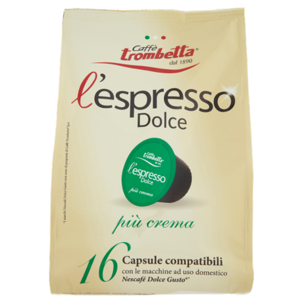 Caffè trombetta l'espresso Dolce più crema 16 Capsule compatibili Nescafé Dolce Gusto* 112 g