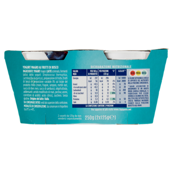 IL GIGANTE Yogurt Magro Frutti di Bosco 2 x 125 g