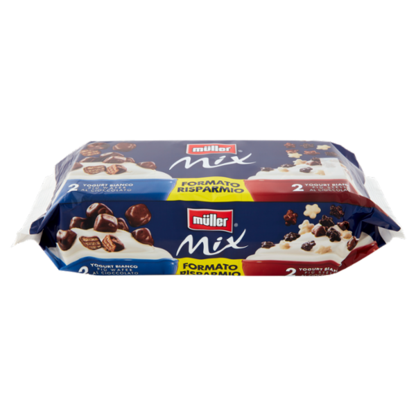 müller Mix 2 Yogurt Bianco Più Wafer al Cioccolato+2 Yogurt Bianco Più Stelle al Cioccolato 4x150g