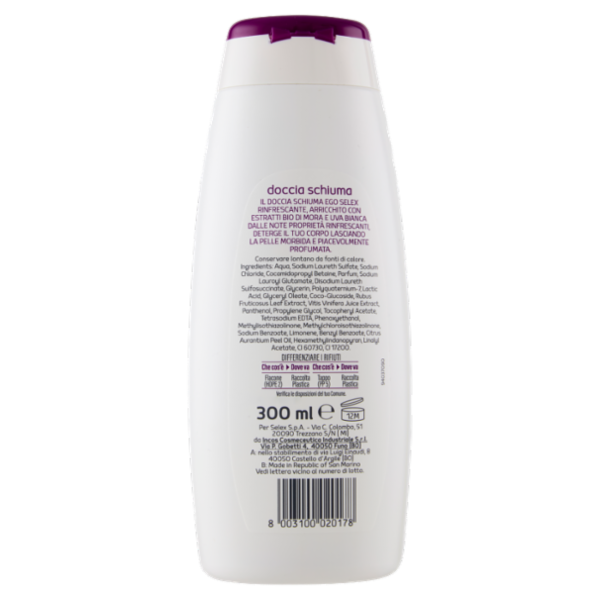 Selex Ego Doccia Schiuma Rinfrescante Mora e Uva Bianca 300 ml