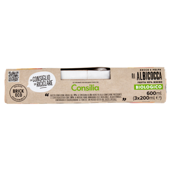 Consilia Succo e Polpa di Albicocca Biologico 3x200 ml