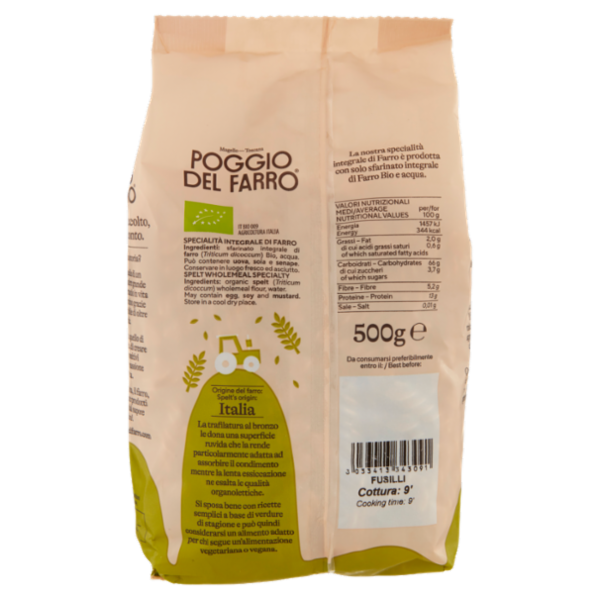 Poggio del Farro Specialità Integrale di Farro Bio Fusilli 500 g