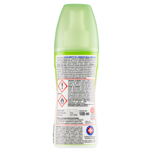 Zig Zag Insetti-Via Antipuntura Tropical zanzare comuni, tigre e zecche Lime Amaro 100 ml