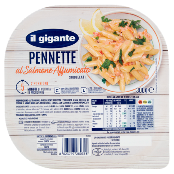 IL GIGANTE Pennette al Salmone Affumicato Surgelati 300 g