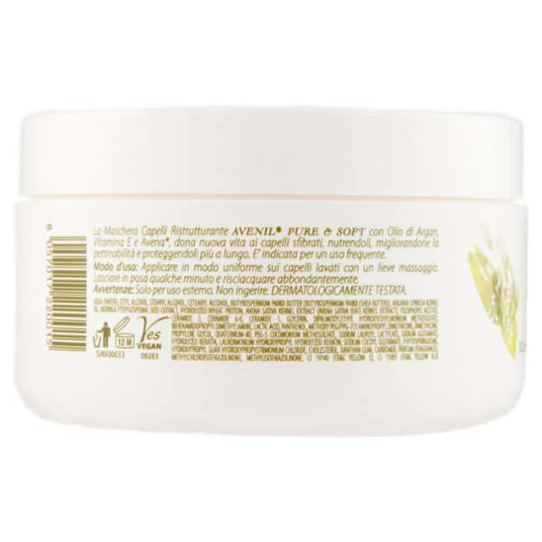 Avenil pure & soft Maschera Capelli Ristrutturante Argan e vitamin E 300 ml