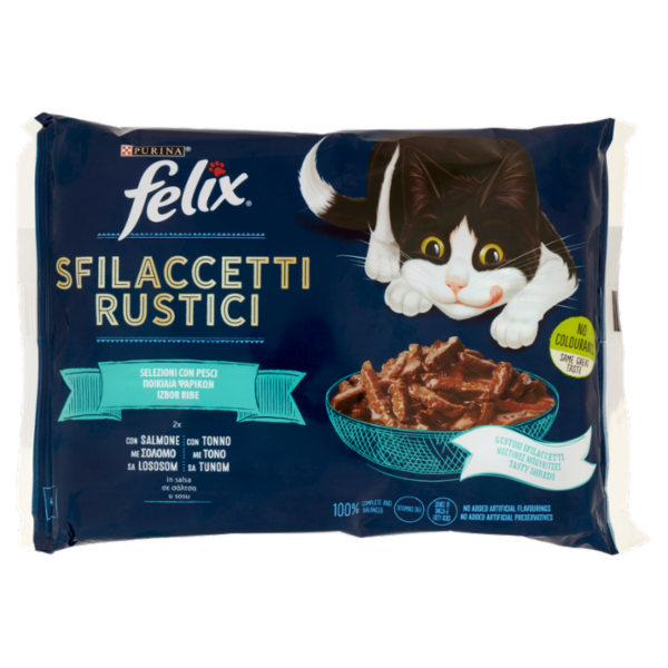 FELIX Sfilaccetti Rustici Selezioni con Pesci (Salmone, Tonno) 4 x 80 g