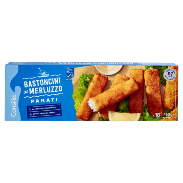Consilia Bastoncini di Merluzzo in Croccante Panatura Surgelati 18x25 g