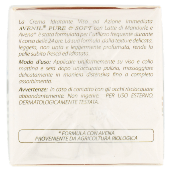 Avenil pure & soft Crema Viso Idratante 24H latte di mandorle 50 ml