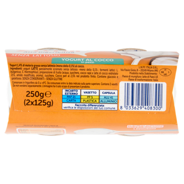 ZYMIL Alta Digeribilità Senza Lattosio Yogurt al Cocco in pezzi 2 x 125 g