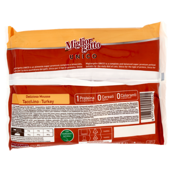 Migliorgatto Unico Deliziosa Mousse Tacchino 4 x 85 g