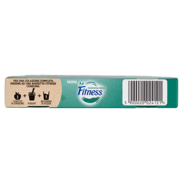 FITNESS Cookies&Cream Barrette Cereali Integrali con Biscotti e Cioccolato Bianco 4 pezzi da 23,5g