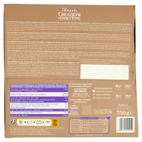 Bauli Creazioni di Panettone Nocciola 750 g