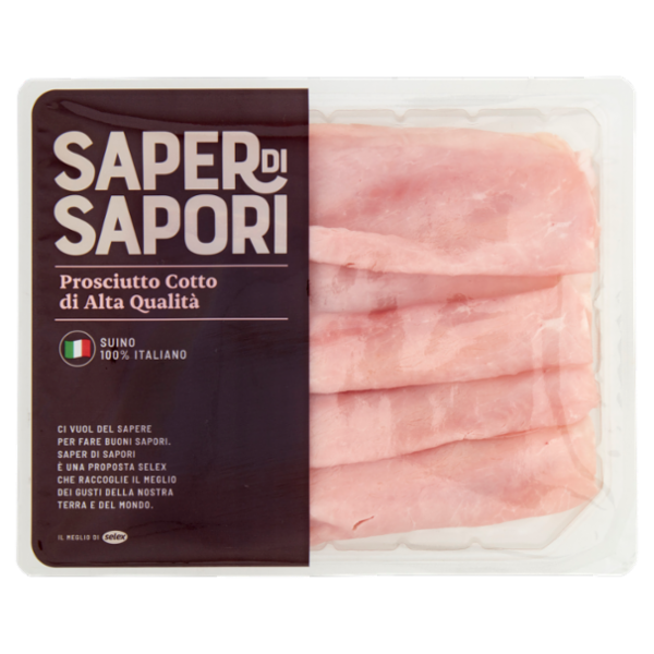 Selex Saper di Sapori Prosciutto Cotto di Alta Qualità Nazionale a Fette 120 g