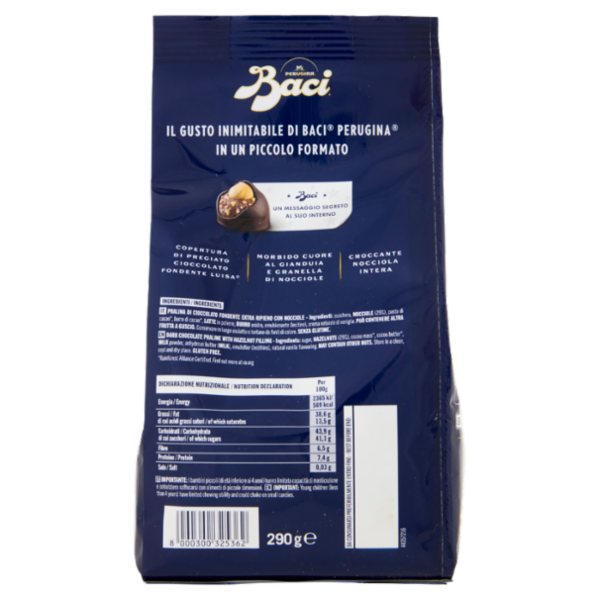 BACI PERUGINA Bacetti Cioccolatini Fondenti ripieni al Gianduia Sacchetto 290g
