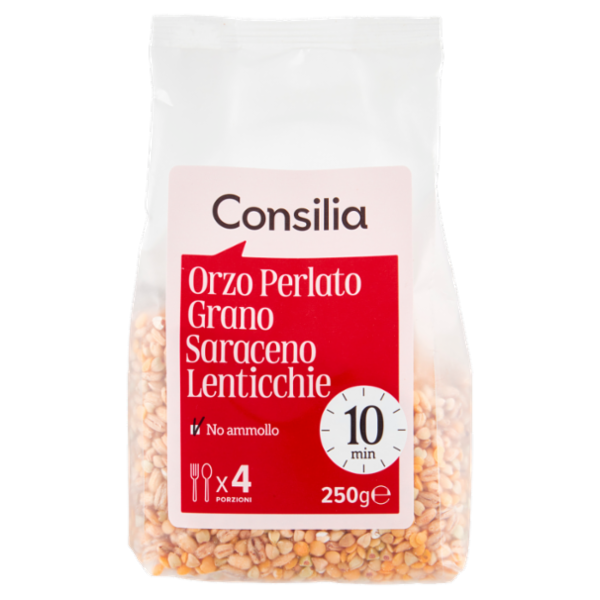 Consilia Cereali e Legumi Secchi Misto Orzo Perlato, Grano Saraceno e Lenticchie 250 g