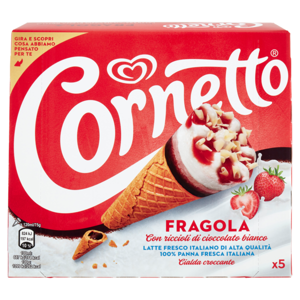 Cornetto Fragola 5 x 75 g