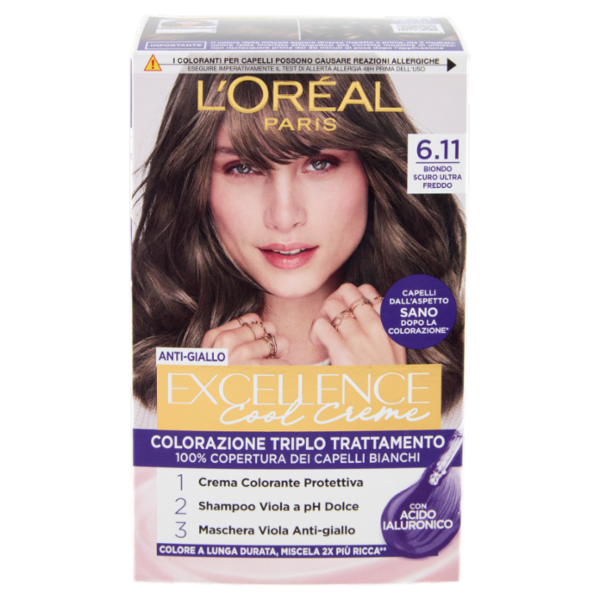 L'Oréal Paris Excellence Cool Creme Colorazione Triplo Trattamento Biondo Scuro Ultra Freddo 6.11