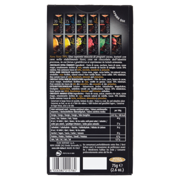 Novi NeroNero 70% Cacao Delicato Extra Fondente 75 g