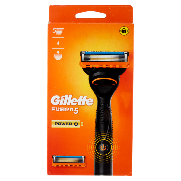 Gillette Rasoio da Uomo Fusion5 Power Manico + Lamette di Ricambio, 2 Ricariche
