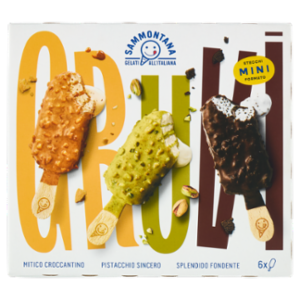 Sammontana Gruvi Mini Mitico Croccantino, Pistacchio Sincero, Splendido Fondente 6 x 37,5 g