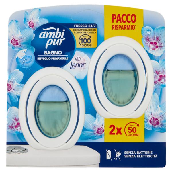 Ambi Pur Bagno Profumatore per Ambienti Elimina e Previene gli Odori, Risveglio Primaverile 2x7,5 ml