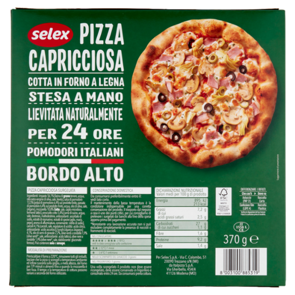 Selex Pizza Capricciosa Surgelata 370 g