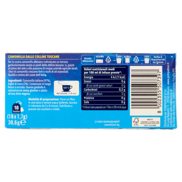 Pompadour Camomilla dalle colline toscane 18 x 1,7 g