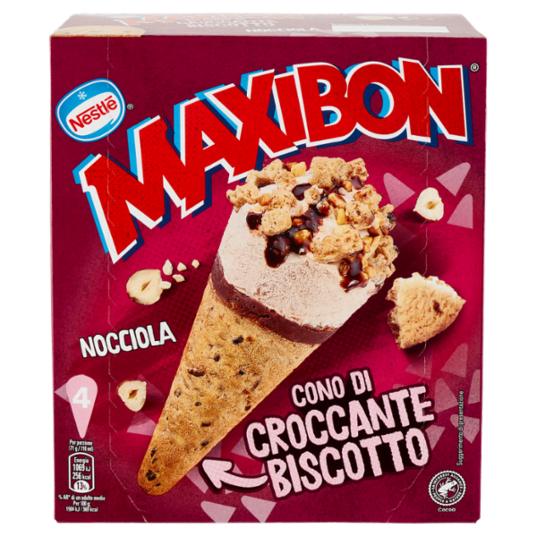 NESTLÉ Maxibon Cono di Croccante Biscotto Nocciola 4 x 71 g
