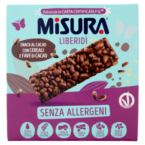 Misura Liberidì Snack al Cacao con Cereali e Fave di Cacao 3 x 21 g