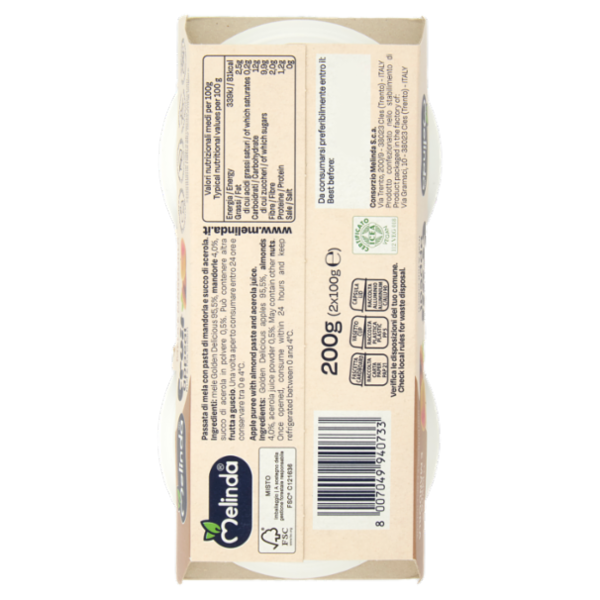 Melinda Fruit appeal fruit & nut cream Mela e Mandorla 2 x 100 g