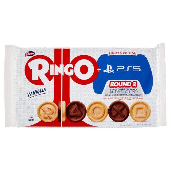 Ringo Limited Edition PlayStation con Crema Vaniglia - Snack merenda - 6 porzioni da 6 biscotti 330g