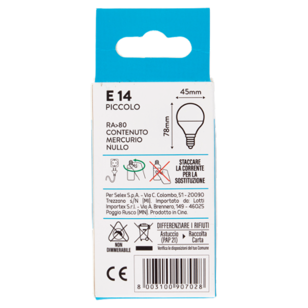 Selex Lampadina Led SMD Minisfera E14 6W